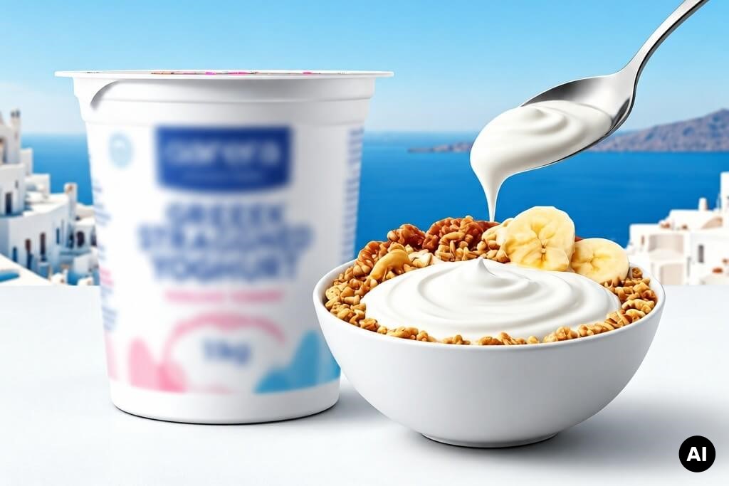 Grški jogurt (slika je simbolična in je bila narejena s pomočjo umetne inteligence)